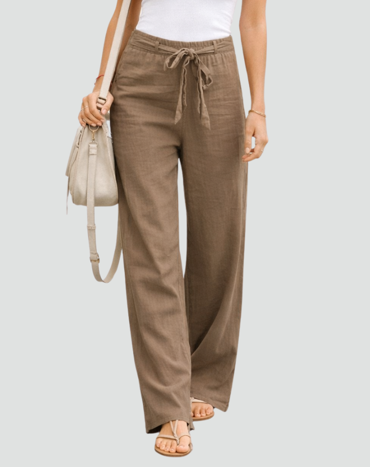 Wide Leg Linen Trousers for Women