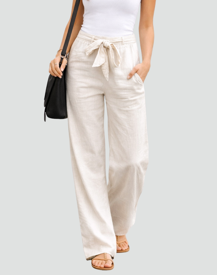 Wide Leg Linen Trousers for Women