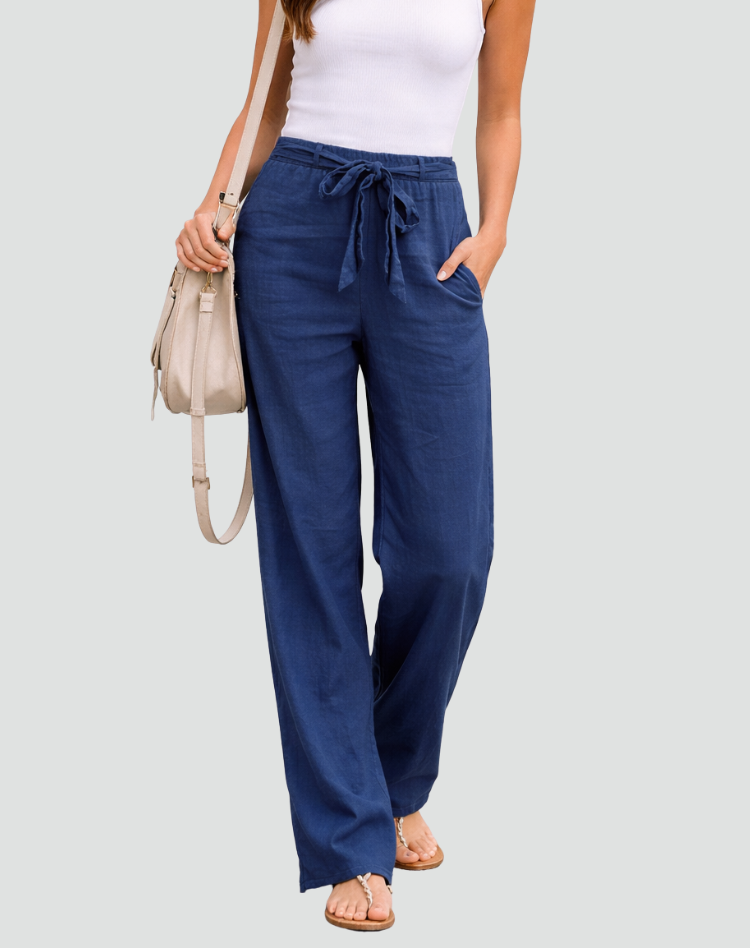 Wide Leg Linen Trousers for Women