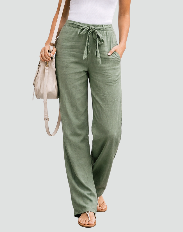 Wide Leg Linen Trousers for Women