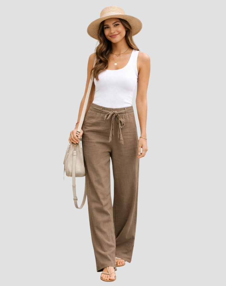 Wide Leg Linen Trousers for Women