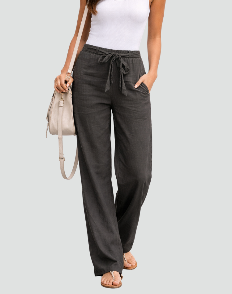 Wide Leg Linen Trousers for Women