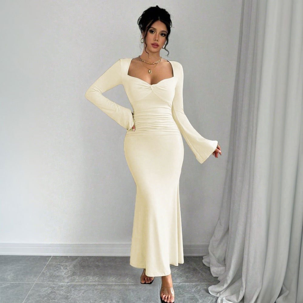 Long Sleeve V-Neck Wedding Guest Maxi Dress for Women