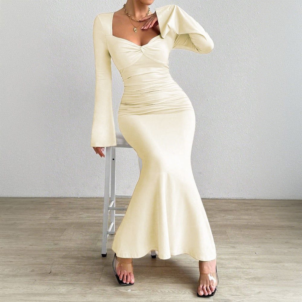 Long Sleeve V-Neck Wedding Guest Maxi Dress for Women - View 2
