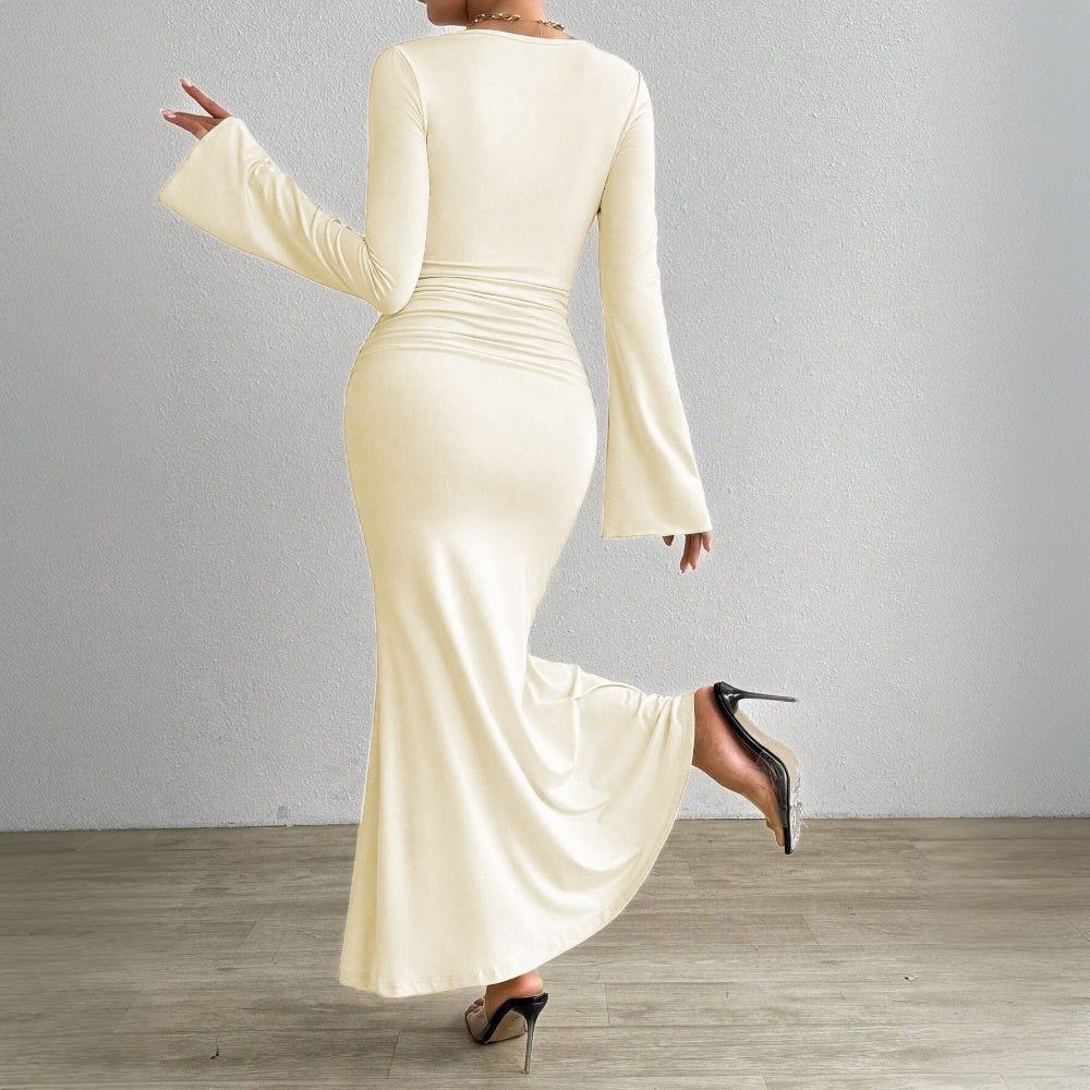 Long Sleeve V-Neck Wedding Guest Maxi Dress for Women - View 3