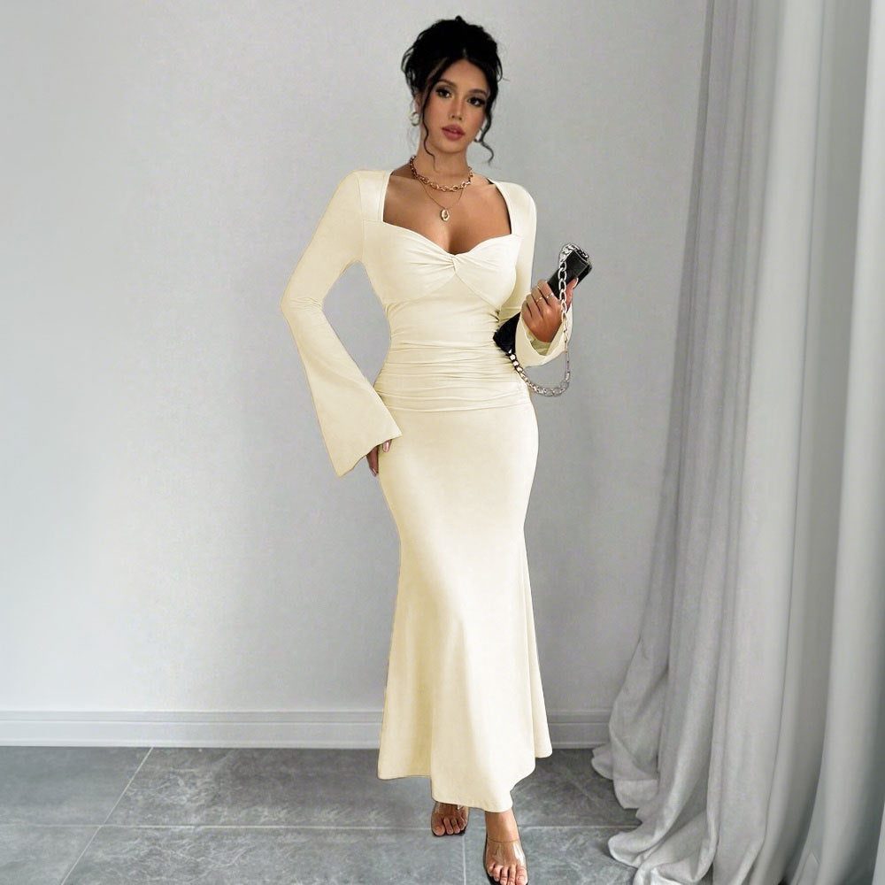 Long Sleeve V-Neck Wedding Guest Maxi Dress for Women - View 4