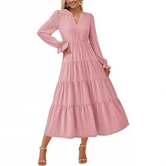 Long Sleeve Wedding Guest Tiered Maxi Dress for Women - View 8