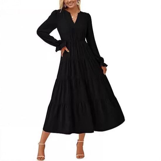 Long Sleeve Wedding Guest Tiered Maxi Dress for Women - View 9