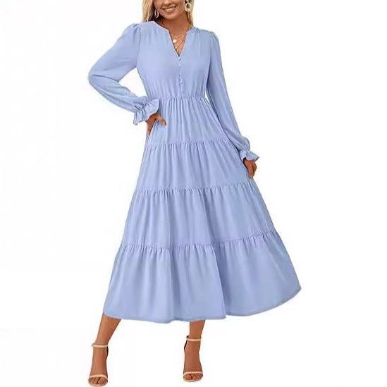 Long Sleeve Wedding Guest Tiered Maxi Dress for Women