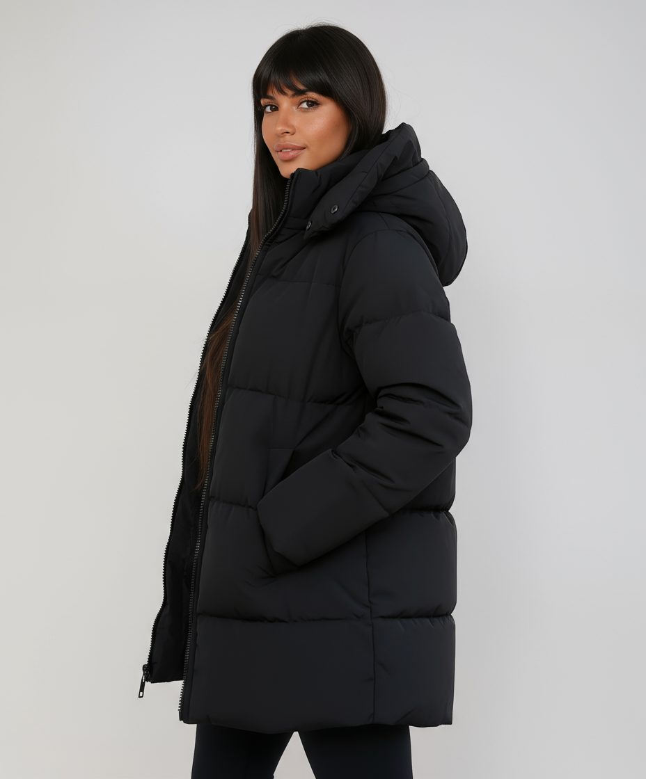 Longline Hooded Puffer Jacket for Women - View 2