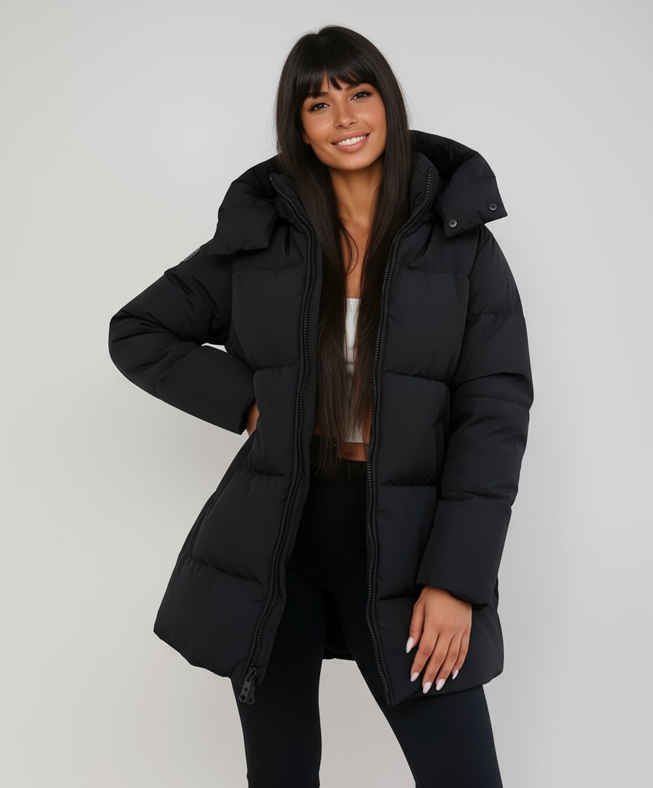 Longline Hooded Puffer Jacket for Women - View 4