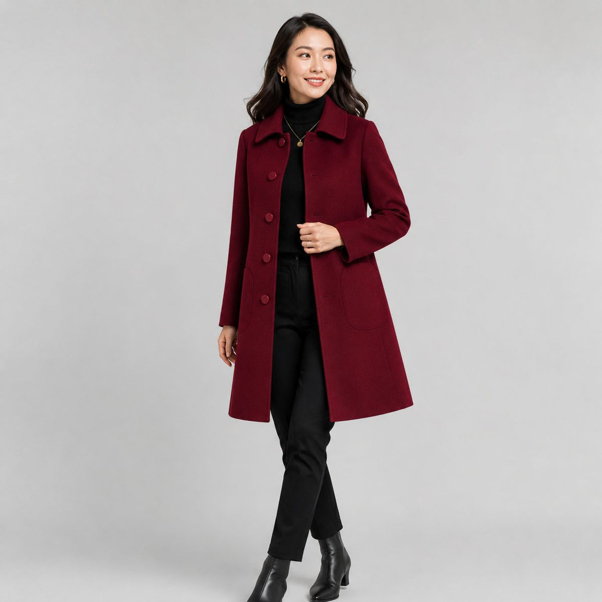 Longline Tailored Wool Coat for Women