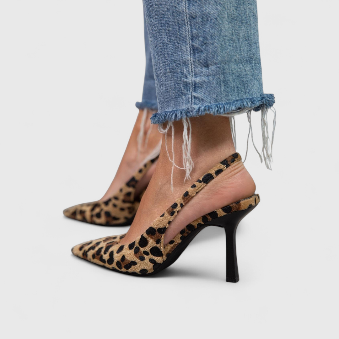 Leopard Print Pointed Toe Slingback Heels for Women