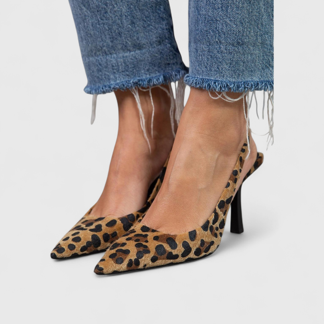 Leopard Print Pointed Toe Slingback Heels for Women - View 3