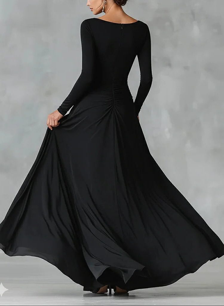 Maxi Dress with Pleated Waist and Long Sleeves for Women - View 4