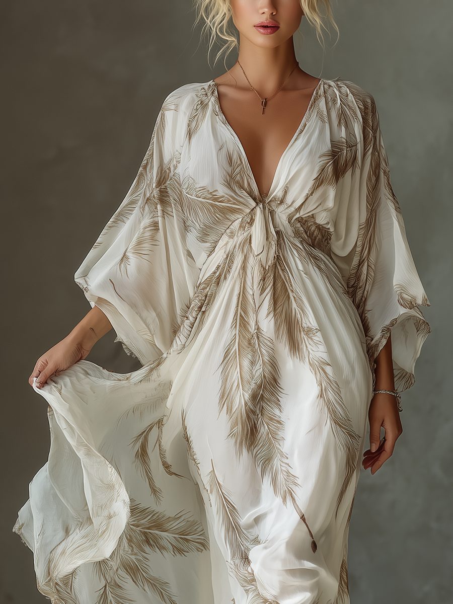 Maxi Dress with Twist Front and Dolman Sleeves for Women - View 3