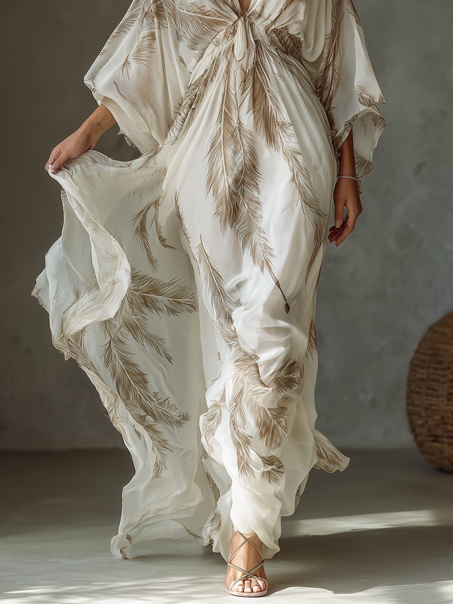 Maxi Dress with Twist Front and Dolman Sleeves for Women - View 4