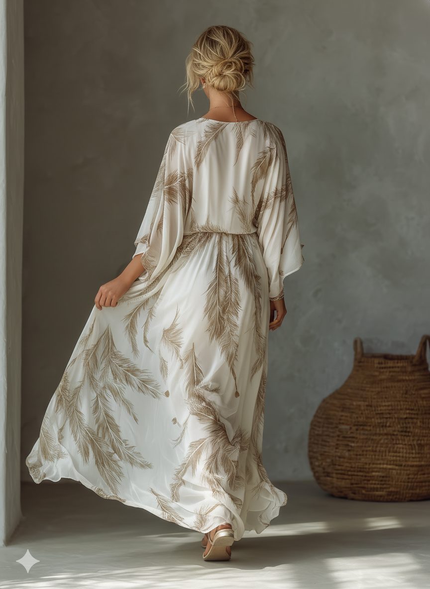 Maxi Dress with Twist Front and Dolman Sleeves for Women - View 5