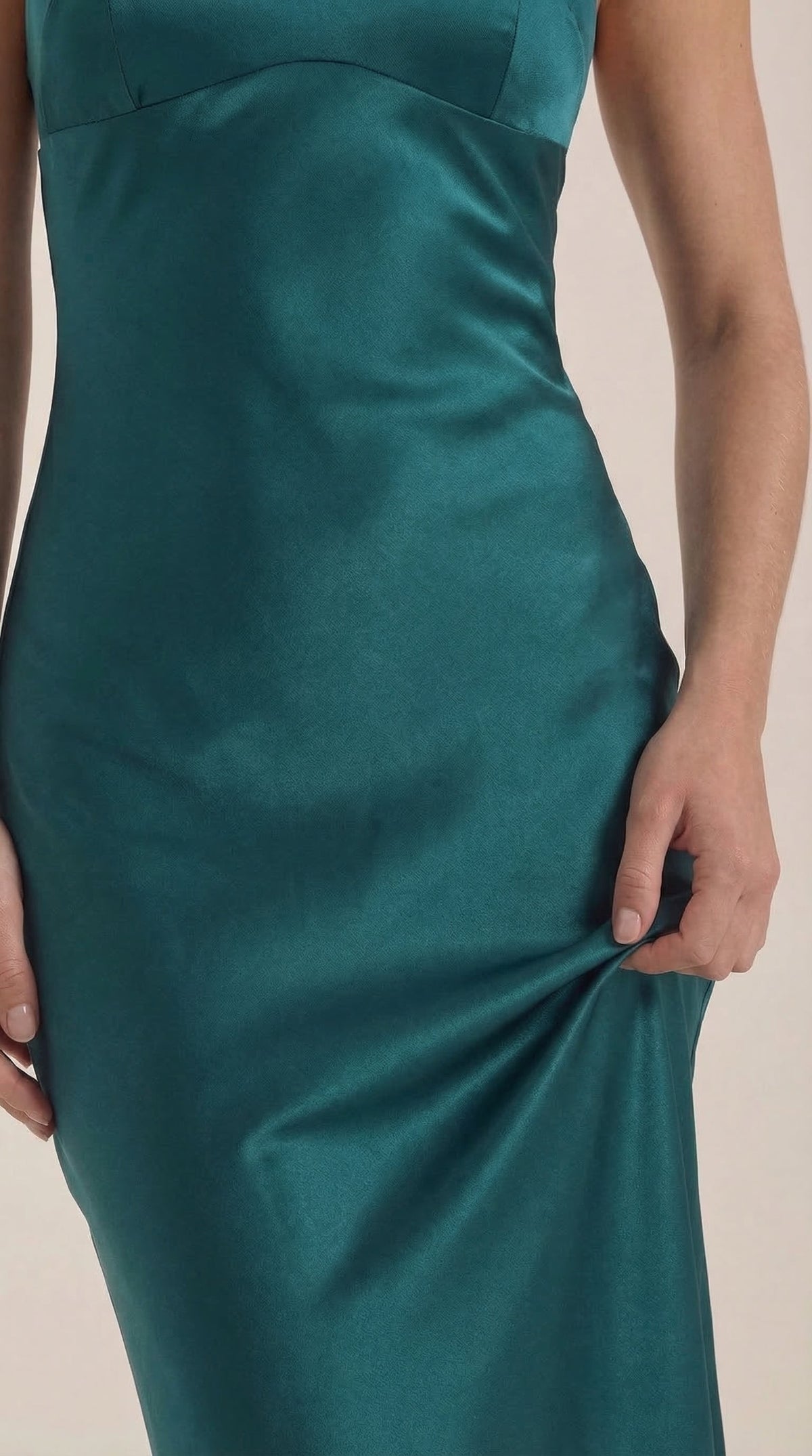 Satin V-Neck Slip Wedding Guest Maxi Dress for Women