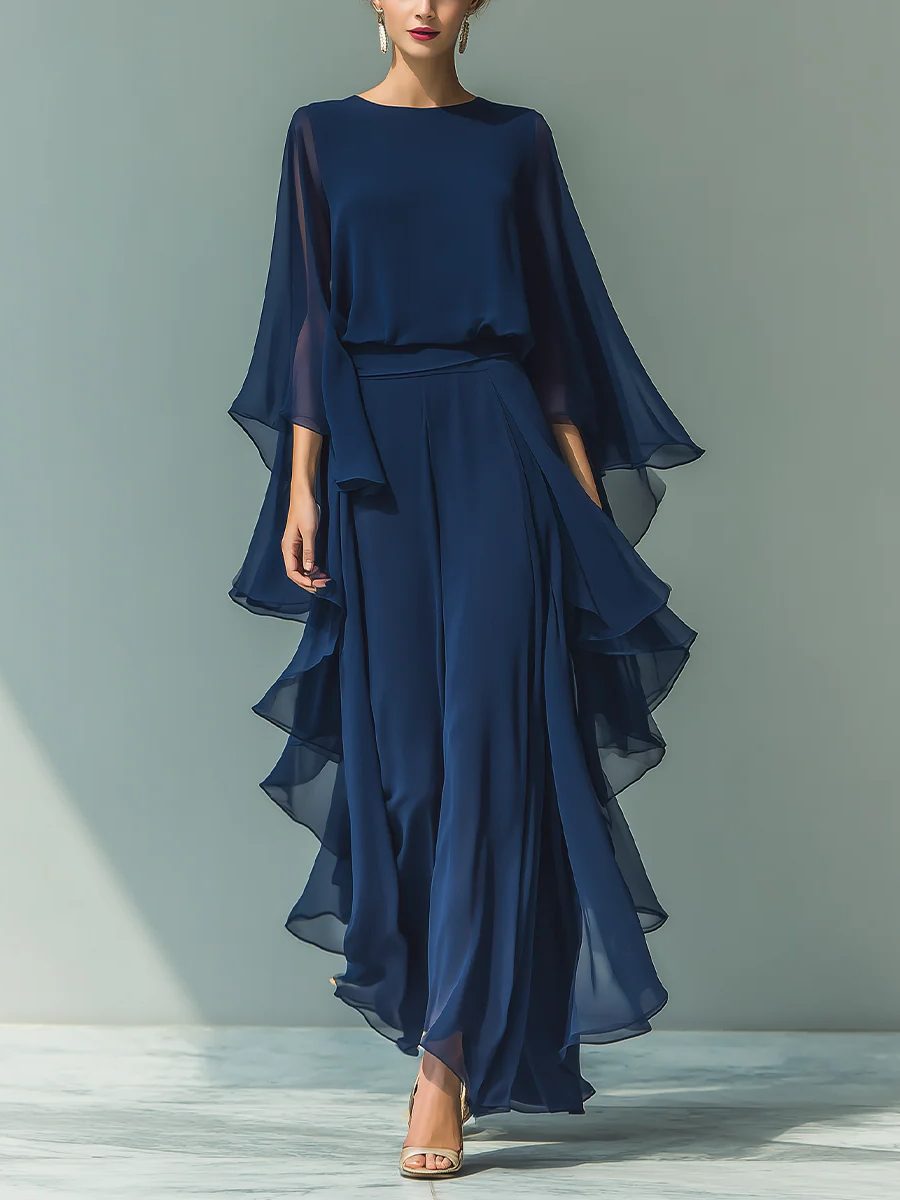 Maxi Ruffle Chiffon Set for Women