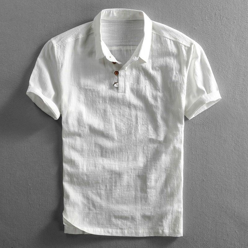 Linen Short Sleeve Polo Shirt for Men