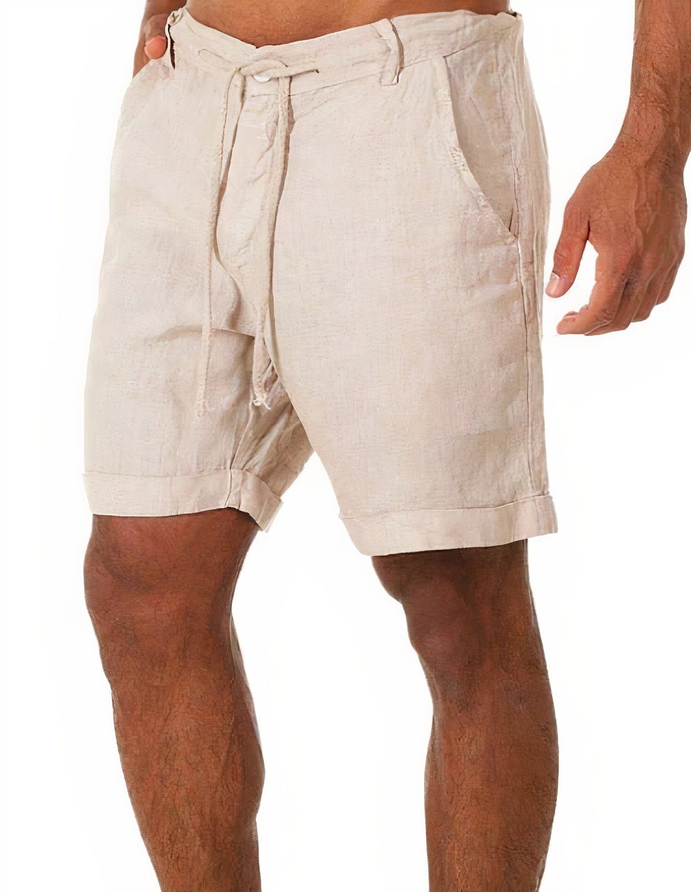 Linen Cuffed Drawstring Shorts for Men