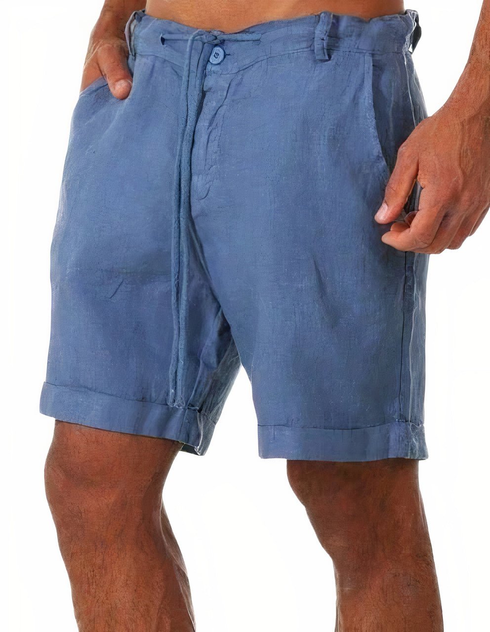 Linen Cuffed Drawstring Shorts for Men