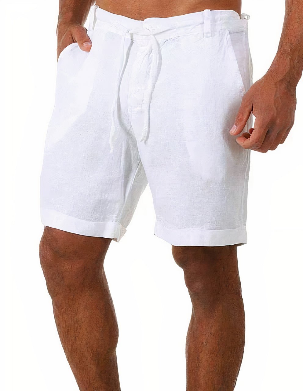 Linen Cuffed Drawstring Shorts for Men