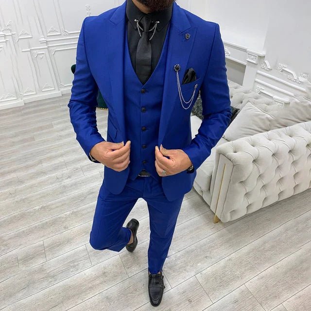 Notch Lapel Single-Breasted Three-Piece Suit for Men