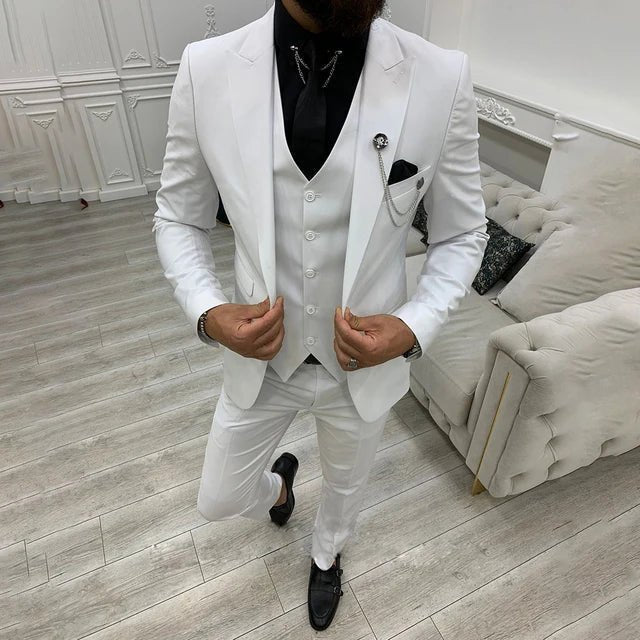 Notch Lapel Single-Breasted Three-Piece Suit for Men