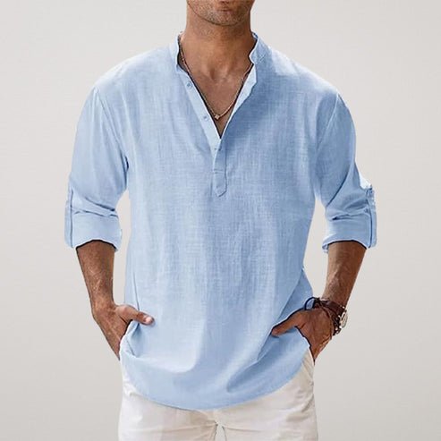 Relaxed Fit Linen Long Sleeve Shirt for Men