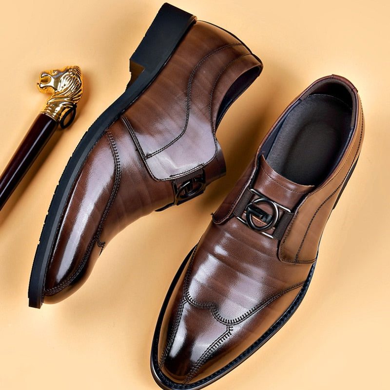 Monk Strap Pointed Toe Dress Shoes for Men - Brown