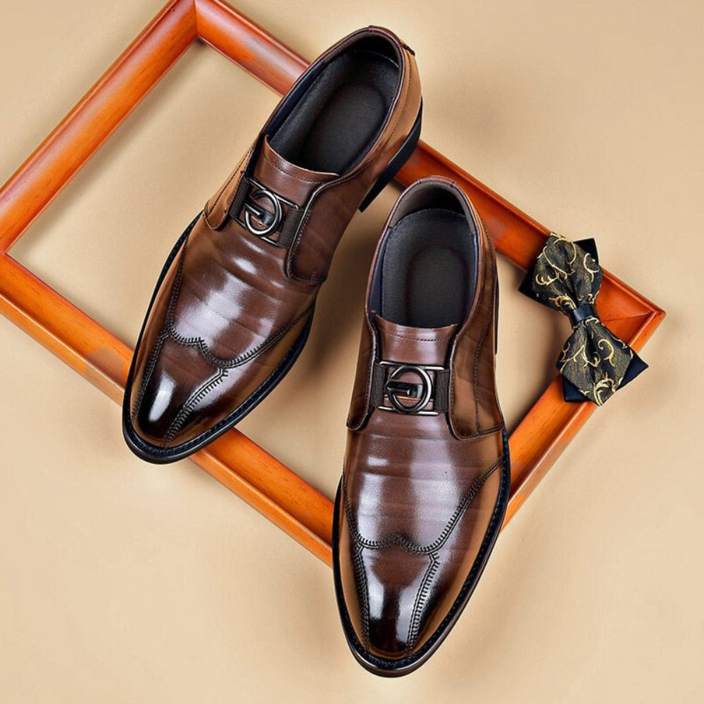 Monk Strap Pointed Toe Dress Shoes for Men - View 3
