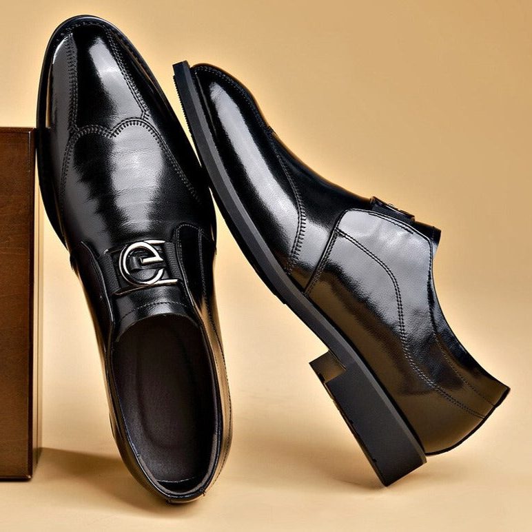 Monk Strap Pointed Toe Dress Shoes for Men - Black