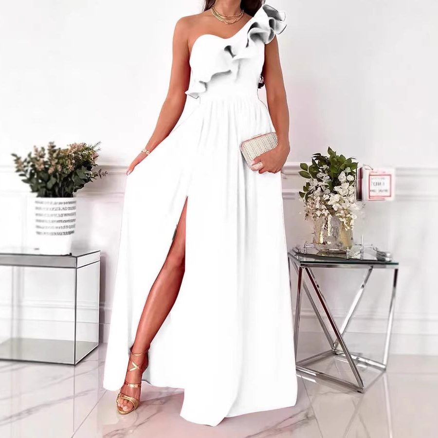 One-Shoulder Ruffle Maxi Dress for Women - View 2