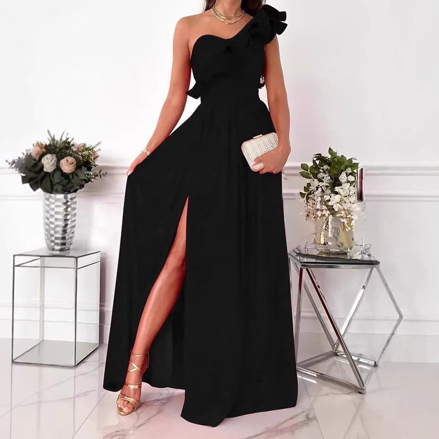 One-Shoulder Ruffle Maxi Dress for Women - View 4