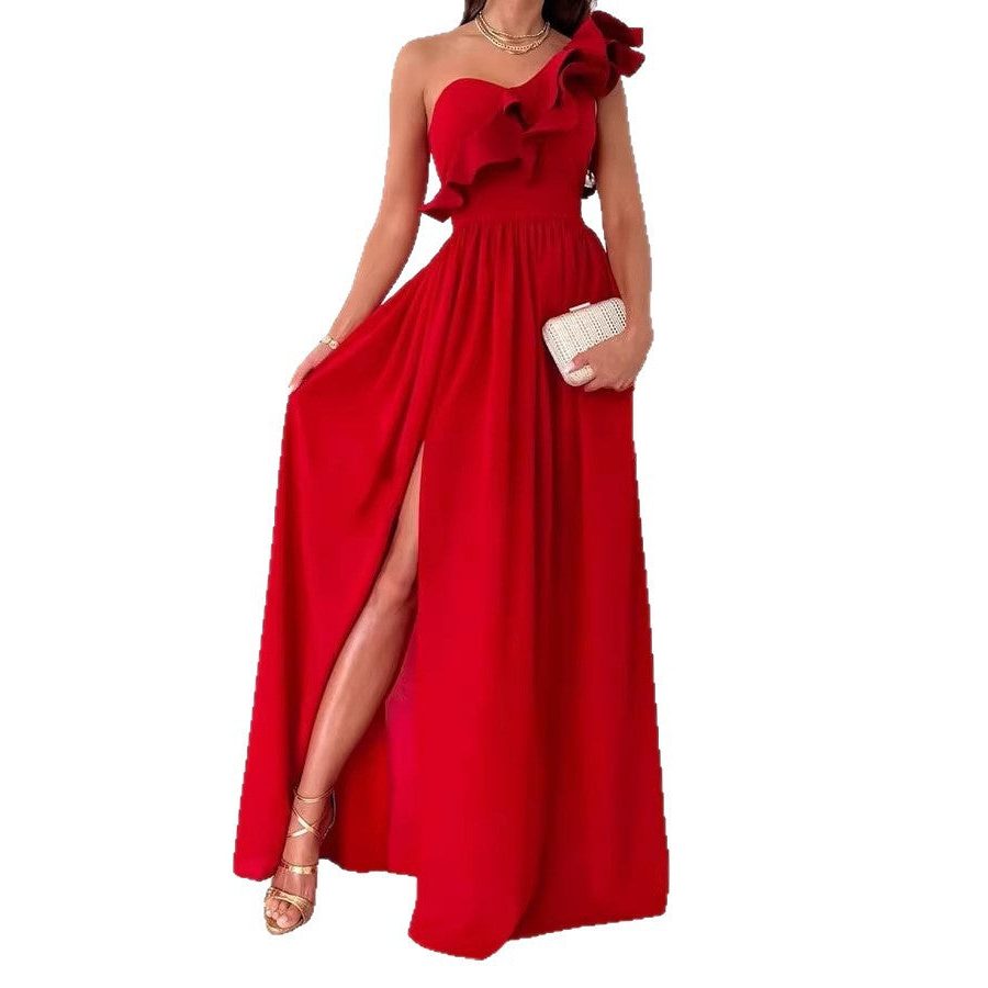One-Shoulder Ruffle Maxi Dress for Women - View 5