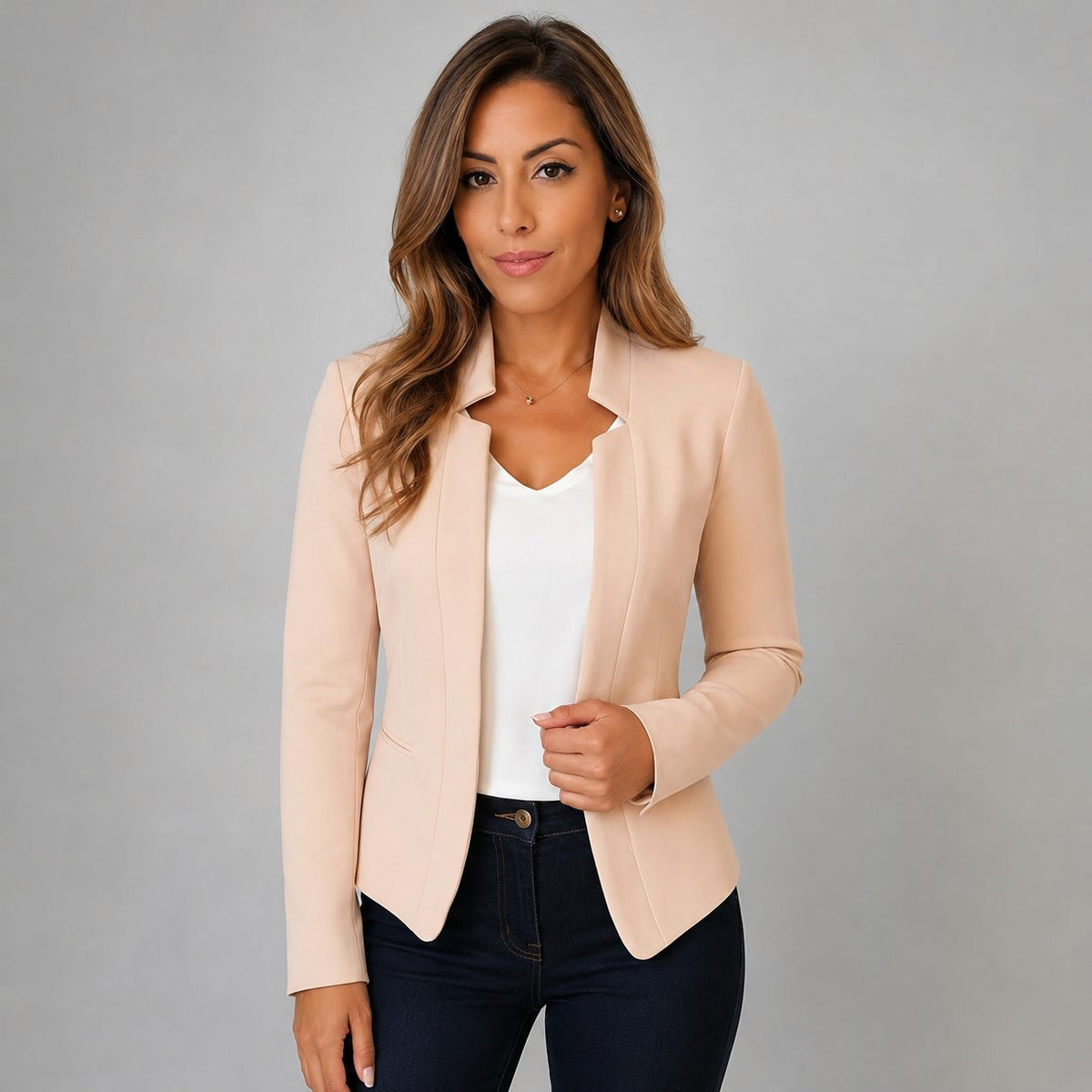 Open Front Longline Blazer for Women - Pink