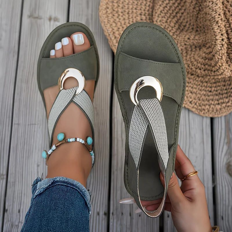 Slingback Sandals with Open Toe and Ring Detail for Women