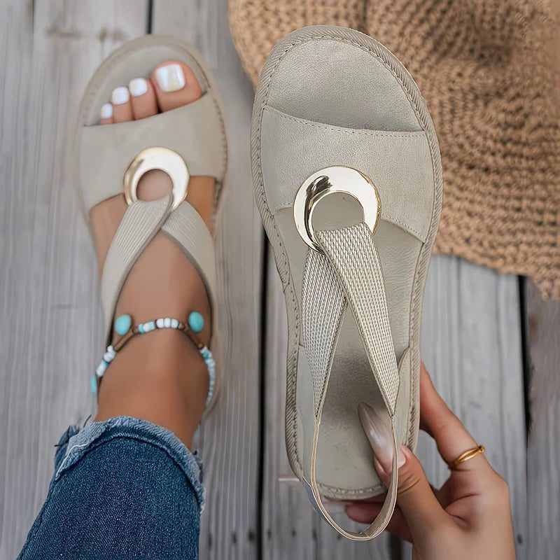 Slingback Sandals with Open Toe and Ring Detail for Women