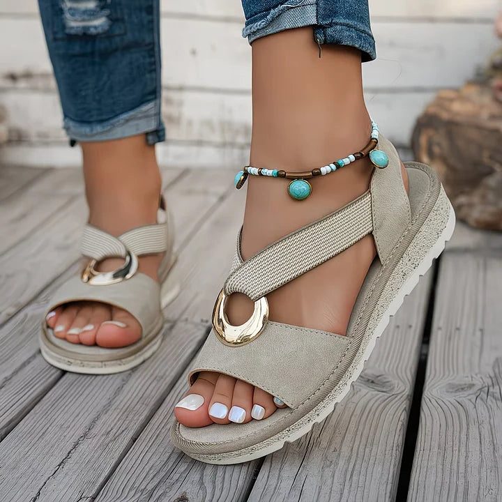 Slingback Sandals with Open Toe and Ring Detail for Women