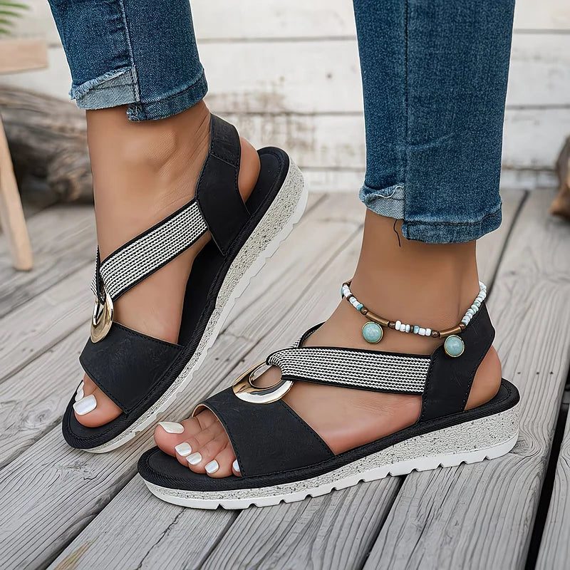 Slingback Sandals with Open Toe and Ring Detail for Women