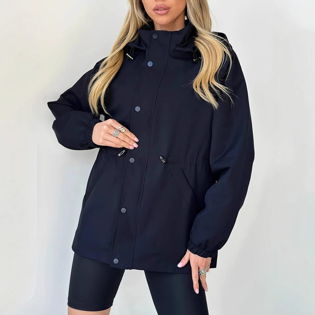 Oversized Button-Down Raincoat for Women