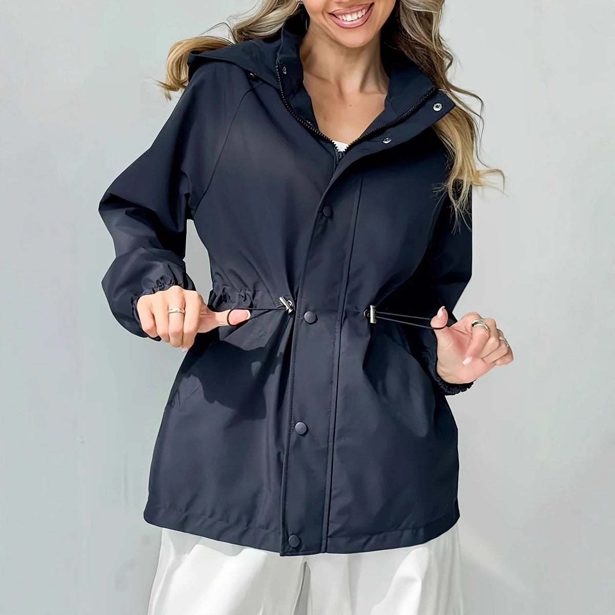 Oversized Button-Down Raincoat for Women - View 3