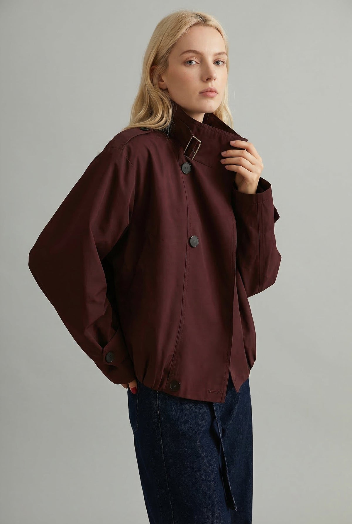 Oversized Cropped Trench Coat for Women - View 4