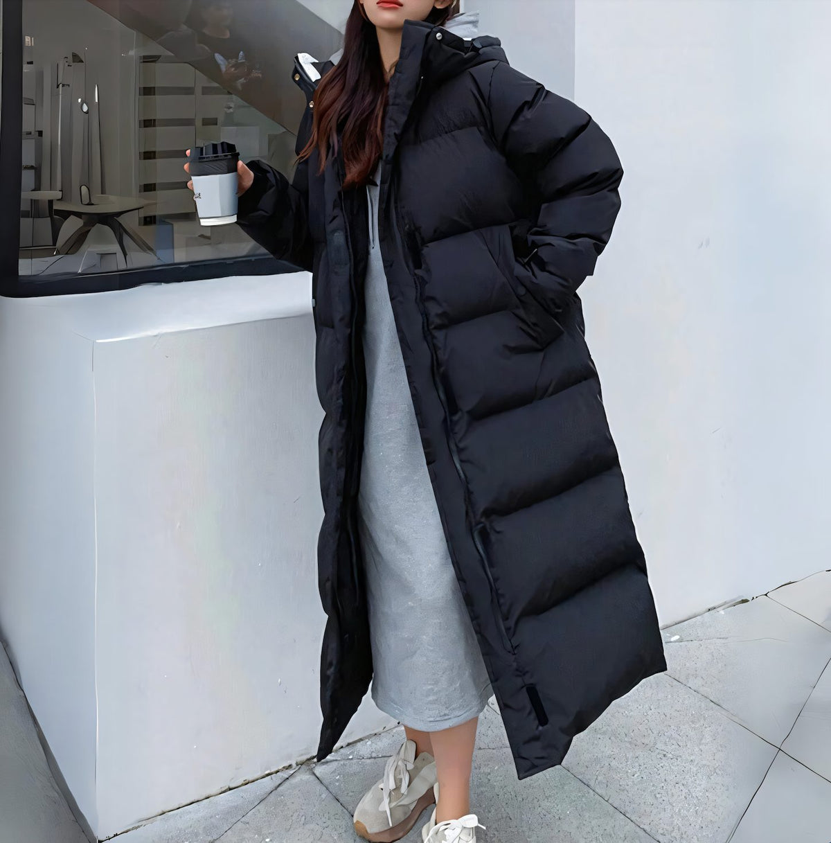Oversized Hooded Long Puffer Coat for Women