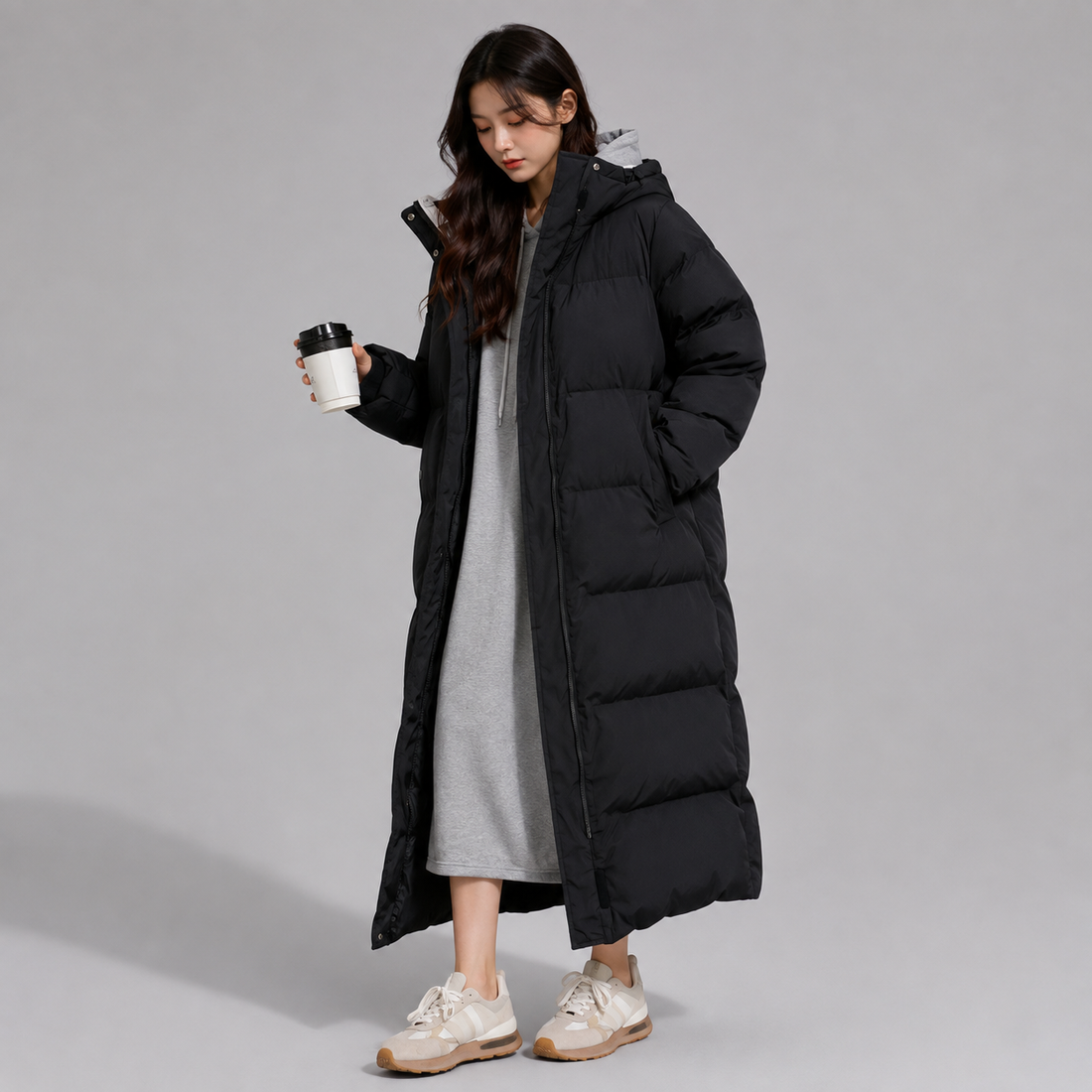 Oversized Hooded Long Puffer Coat for Women