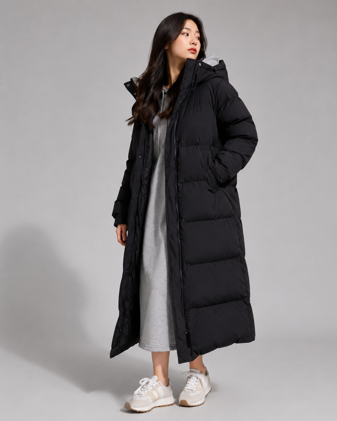 Oversized Hooded Long Puffer Coat for Women