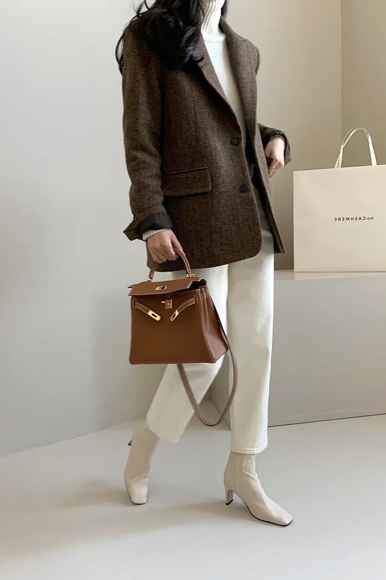 Oversized Notched Collar Blazer for Women - Bruin (2)