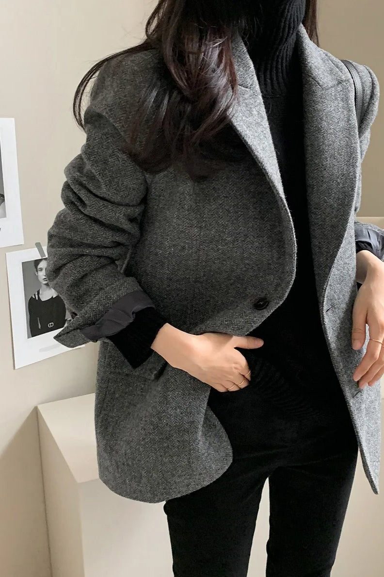 Oversized Notched Collar Blazer for Women - View 9